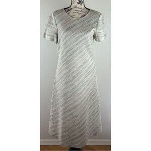 St. John Multi Knit Tweed Wool Blend Short Sleeve Flared Midi Dress, size 8